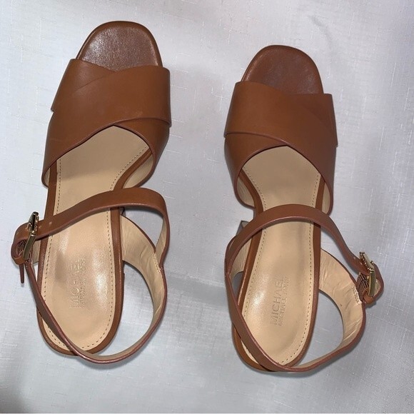Michael Kors Platform Sandal Women's 8.5 Sia Leather Brown Boho Sexy Trendy - Picture 4 of 12